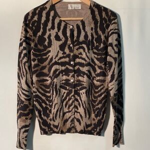 Stylish Animal Print Cardigan - Black, Tan and Brown